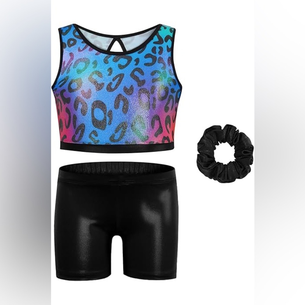 002 NWT GoGoKids 3‎ Piece Gymnastics Leotard Set - Size: 130 (7)